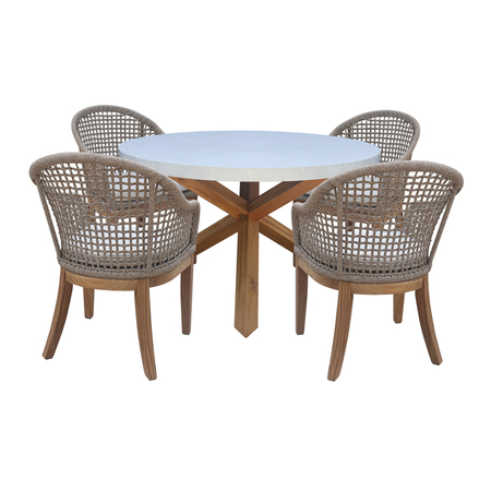 INTERNATIONAL CONCEPTS Outdoor 5 Piece Patio Furniture Set with a Round Table and 4 Chairs KODT-351RT-RB-300-2